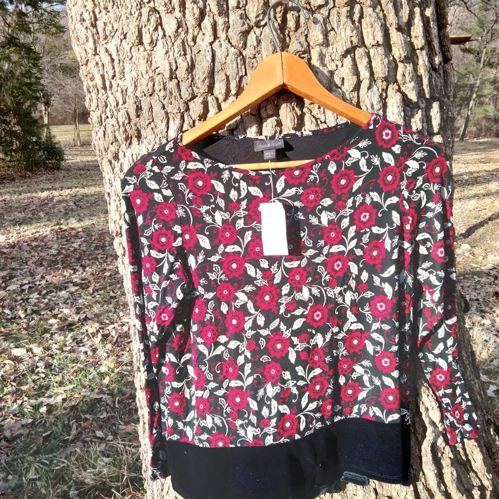 🍁🍂Pre-Fall Sale🍂🍁 NWT J Jill Velour Trimmed Blouse in size SP
